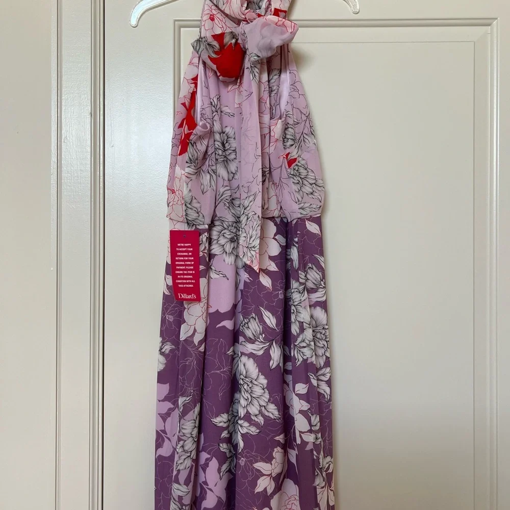 Badgley Mischka Purple and Pink Floral Dress - Picture 2 of 3